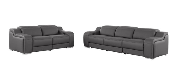 HomeRoots Two Piece Leather Sectional Sofa Set for Five with Modern Living Room Appeal 634021