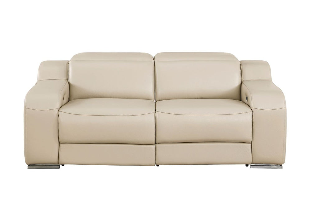 Two Piece Beige Leather Sectional Sofa Set for Stylish Living Room Comfort