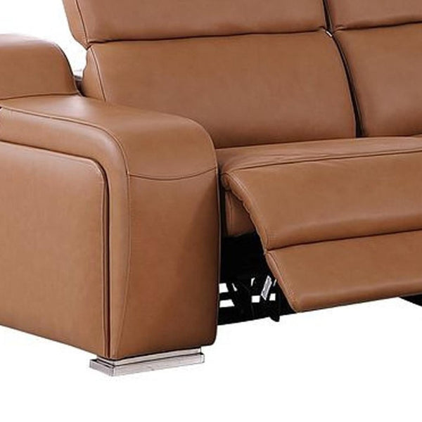 Two Piece Chestnut Leather Sofa Set Stylish Living Room Seating for Four Guests