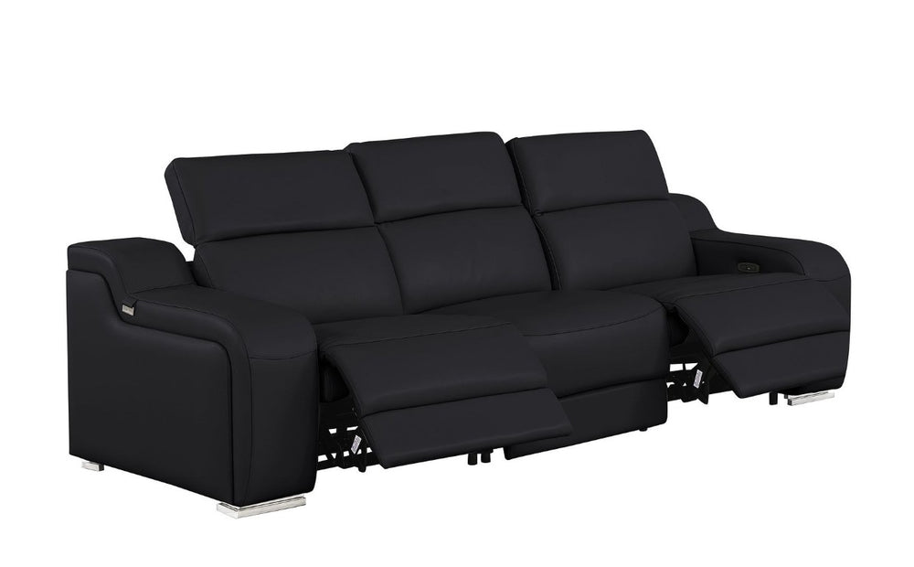 HomeRoots Two Piece Black Leather Sectional Sofa Set for Modern Living Room Seating 634024