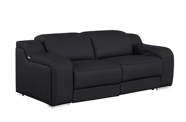 Two Piece Black Leather Sectional Sofa Set for Modern Living Room Seating