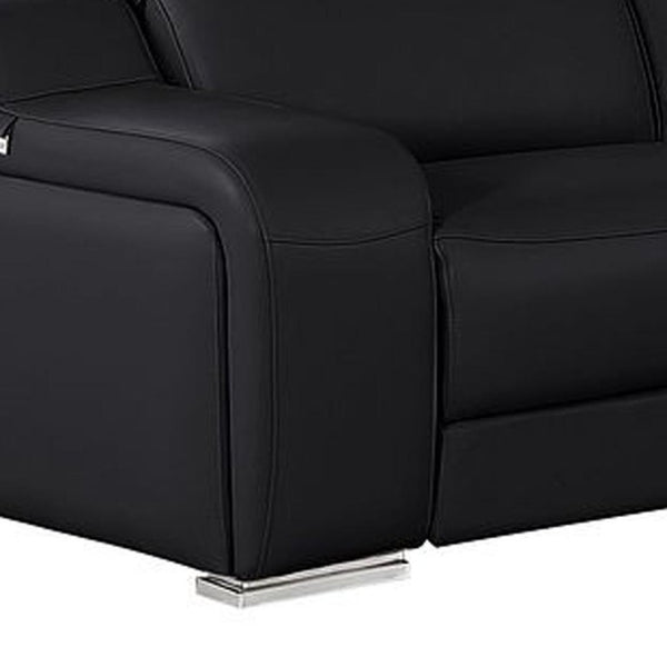 Two Piece Black Leather Sectional Sofa Set for Modern Living Room Seating
