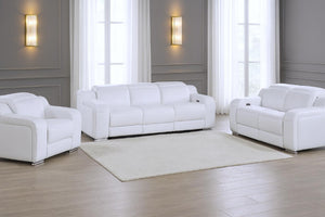 Three Piece Leather Living Room Sectional Sofa Set Accommodating up to Six Guests