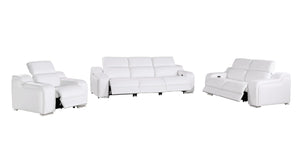 Three Piece Leather Living Room Sectional Sofa Set Accommodating up to Six Guests