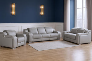 Three Piece Leather Sectional Sofa Set for Six with Modern Living Room Appeal