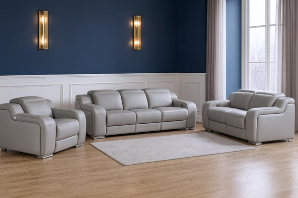 Three Piece Leather Sectional Sofa Set for Six with Modern Living Room Appeal