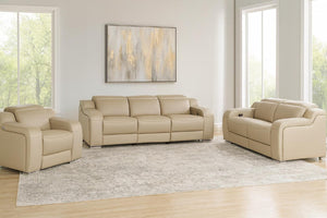 Three Piece Leather Sectional Sofa Set for Six with Elegant Living Room Appeal