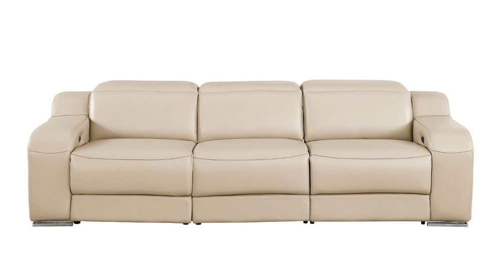 HomeRoots Three Piece Leather Sectional Sofa Set for Six with Elegant Living Room Appeal 634029