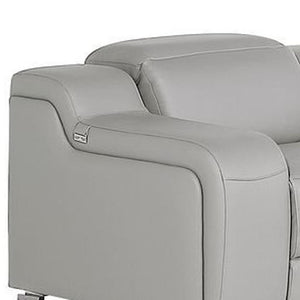 Three Piece Sectional Sofa Set in Light Gray Leather for Modern Living Rooms