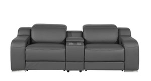 HomeRoots Three Piece Leather Sectional Sofa Set Seating Six in Sleek Modern Living Room Style 634035