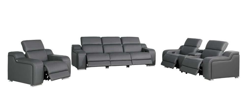 HomeRoots Three Piece Leather Sectional Sofa Set Seating Six in Sleek Modern Living Room Style 634035