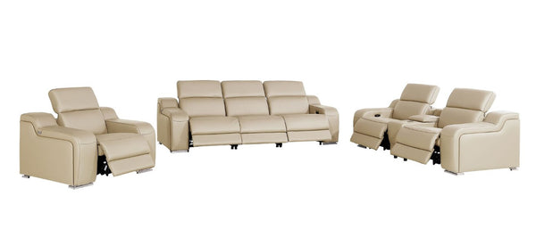 HomeRoots Three Piece Leather Sectional Sofa Set Upholstered Living Room Seating for Six 634036