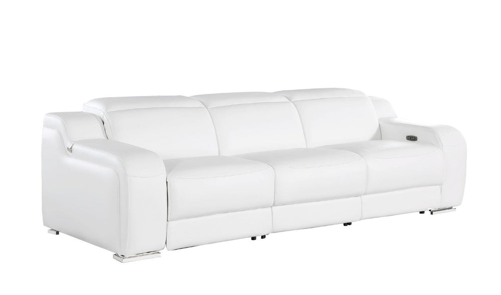 Three Piece White Leather Sectional Sofa Set for Modern Living Room Seating