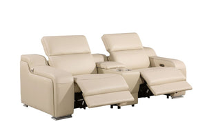 Three Piece Leather Sectional Sofa Set for Five with Plush Cushion Comfort