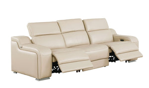 Three Piece Leather Sectional Sofa Set for Five with Plush Cushion Comfort