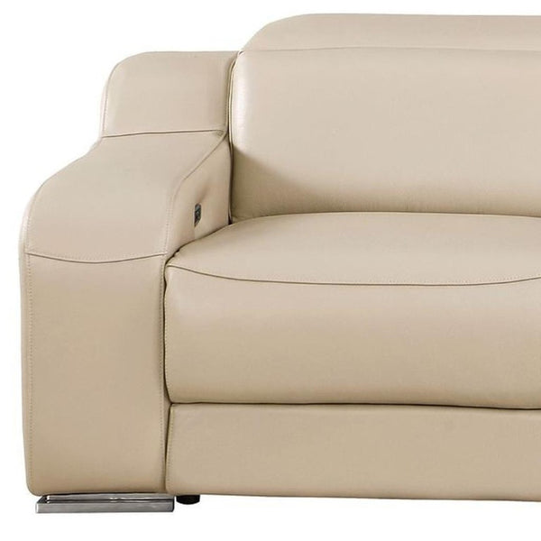 Three Piece Leather Sectional Sofa Set for Five with Plush Cushion Comfort