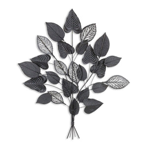 HomeRoots 38" Gold Leaves Metal Wall Sculpture - Handcrafted Dimensional Art for Modern & Eclectic Interiors 634055
