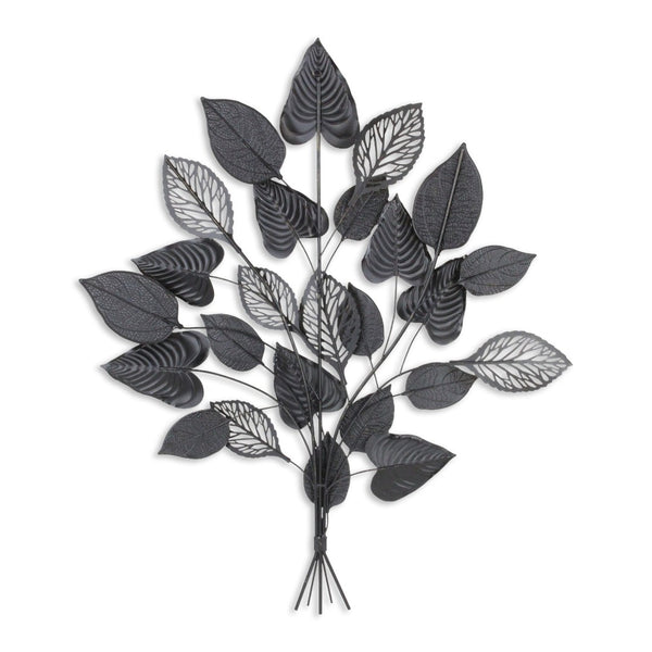 HomeRoots 38" Gold Leaves Metal Wall Sculpture - Handcrafted Dimensional Art for Modern & Eclectic Interiors 634055