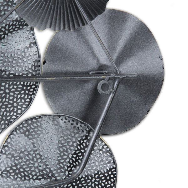 HomeRoots 24" Coastal-Inspired Metal Wall Sculpture with Aqua, Charcoal, and Silver Abstract Discs - Handmade Decor 634062