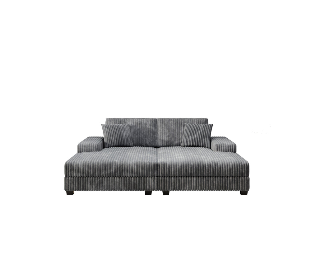 English Elm Convertible Modern Sofa Chair - Oversized Dark Grey Corduroy Sleeper With Storage & Comfort W1793S00031