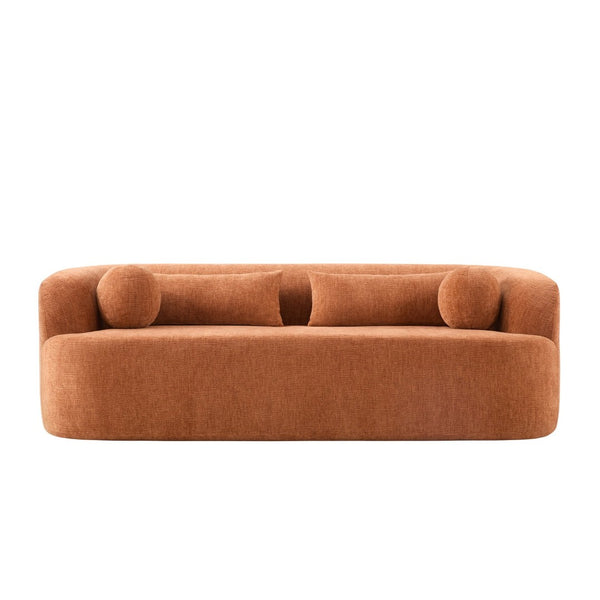 English Elm [new]86" Chenille Cloud Sofa Curved Legless 3-seater with Pocket Springs for Living Room Orange N723P404465G