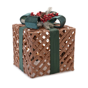 HomeRoots Set of Three Brown and Green Decorative Keepsake Boxes with LED Glow - Stylish Storage Solution 634110