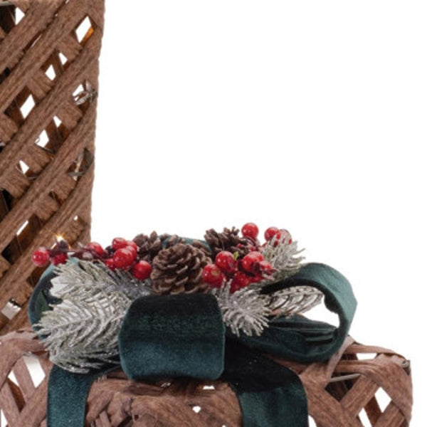 HomeRoots Set of Three Brown and Green Decorative Keepsake Boxes with LED Glow - Stylish Storage Solution 634110