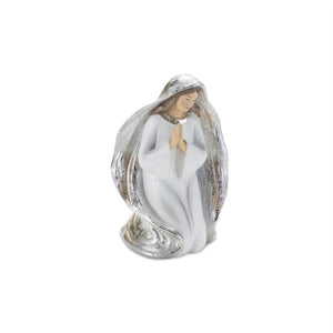 HomeRoots Set of Six Elegant White and Silver Resin Nativity Figurines for Timeless Holiday Décor and Gifting 634114