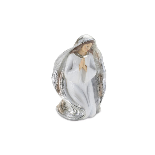 HomeRoots Set of Six Elegant White and Silver Resin Nativity Figurines for Timeless Holiday Décor and Gifting 634114