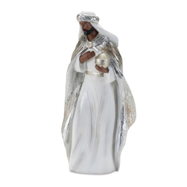 HomeRoots Set of Six Elegant White and Silver Resin Nativity Figurines for Timeless Holiday Décor and Gifting 634114