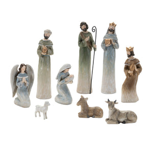 HomeRoots Set of Nine Beige and Gold Polyresin Figurines - Elegant Décor for Home, Gifts & Easy Display Options 634117