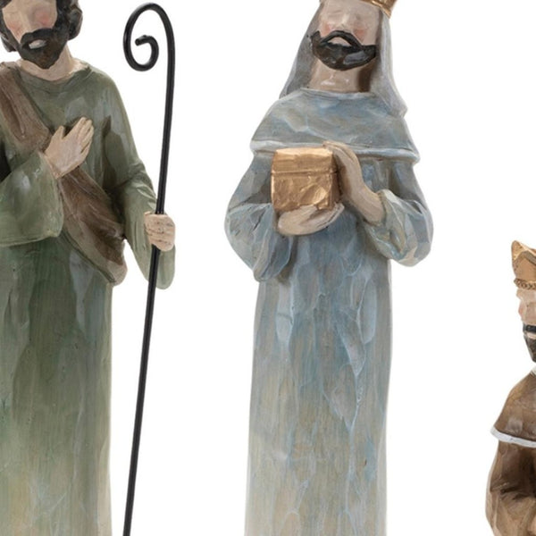 HomeRoots Set of Nine Beige and Gold Polyresin Figurines - Elegant Décor for Home, Gifts & Easy Display Options 634117