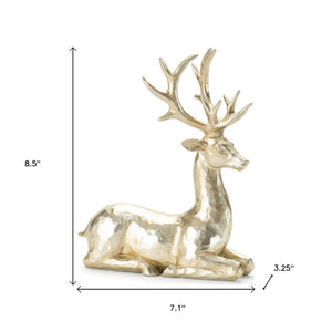 HomeRoots Set of Four Gold Polyresin Deer Figurines – Elegant Holiday Décor for Mantels, Tables & Gifts 634118