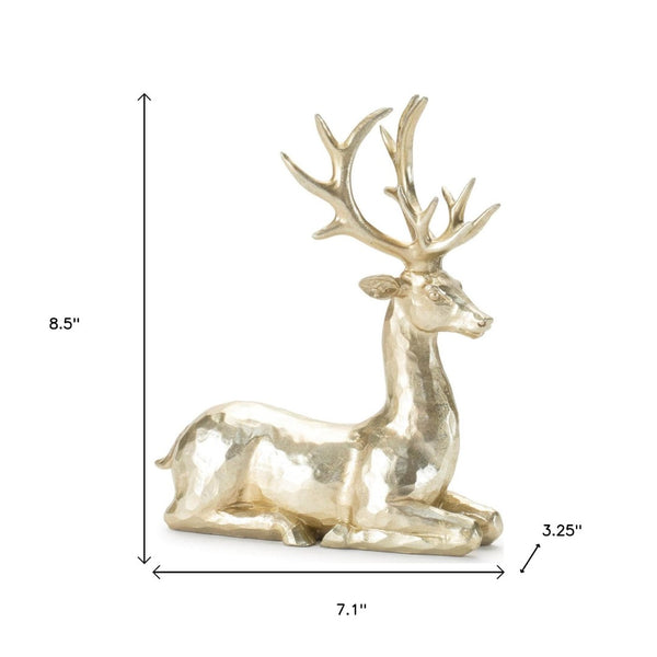 HomeRoots Set of Four Gold Polyresin Deer Figurines – Elegant Holiday Décor for Mantels, Tables & Gifts 634118