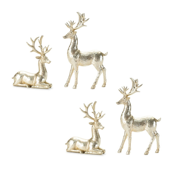 HomeRoots Set of Four Gold Polyresin Deer Figurines – Elegant Holiday Décor for Mantels, Tables & Gifts 634118