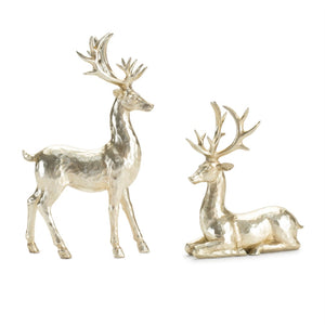 HomeRoots Set of Four Gold Polyresin Deer Figurines – Elegant Holiday Décor for Mantels, Tables & Gifts 634118