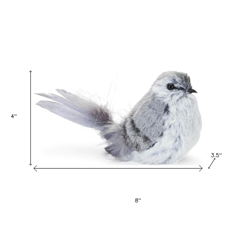 HomeRoots 12 Gray Fabric Bird Tabletop Sculpture – Elegant Home Décor Accent for Modern & Classic Styles 634120