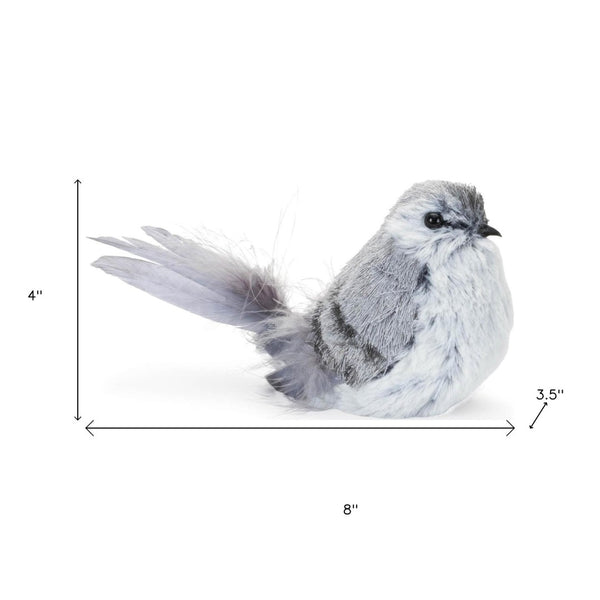 HomeRoots 12 Gray Fabric Bird Tabletop Sculpture – Elegant Home Décor Accent for Modern & Classic Styles 634120