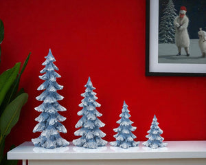 HomeRoots Set of Four Blue-and-White Polyresin Tabletop Sculptures for Elegant Home Décor and Gifting Options 634123