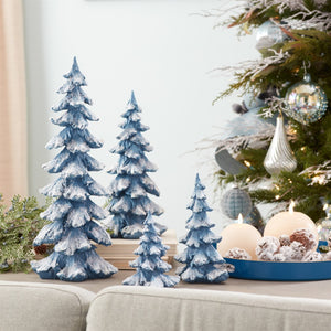 HomeRoots Set of Four Blue-and-White Polyresin Tabletop Sculptures for Elegant Home Décor and Gifting Options 634123