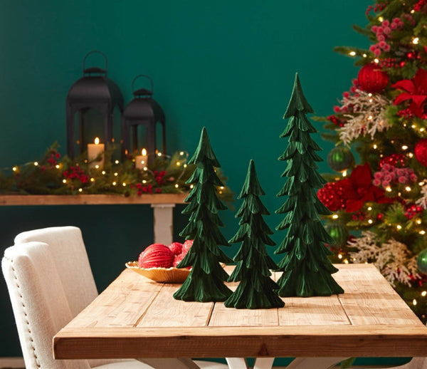 HomeRoots Set of Three Green Resin Sculptures – Modern Tabletop Accents for Home Decor & Gift Giving 634128