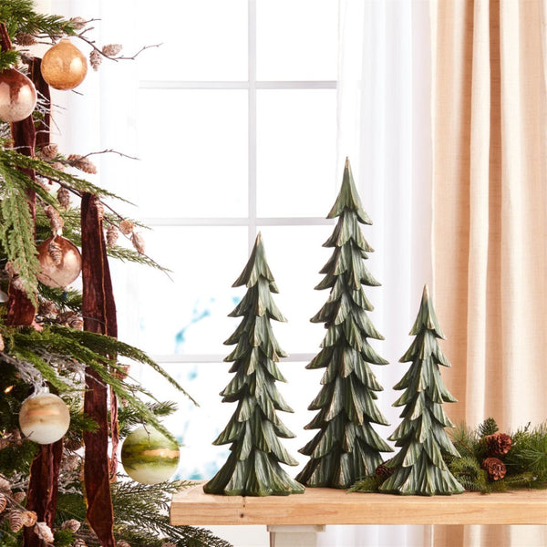 HomeRoots Set of Three Elegant Green and Gold Resin Tabletop Sculptures for Modern Home Décor and Gifting 634129