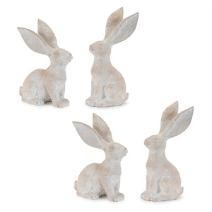 HomeRoots Set of Four Beige Polyresin Rabbit Figurines - Whimsical Rustic Decor for Home and Seasonal Displays 634140