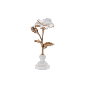 HomeRoots Set of Three Elegant Gold and White Ceramic Sculptures for Modern Home Décor and Gift Giving 634141