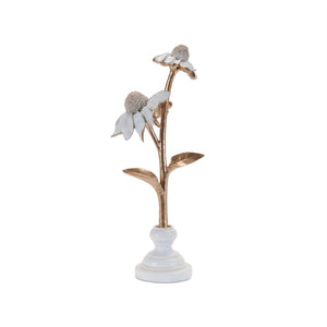 HomeRoots Set of Three Elegant Gold and White Ceramic Sculptures for Modern Home Décor and Gift Giving 634141