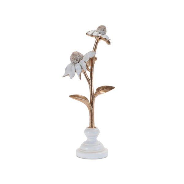 HomeRoots Set of Three Elegant Gold and White Ceramic Sculptures for Modern Home Décor and Gift Giving 634141