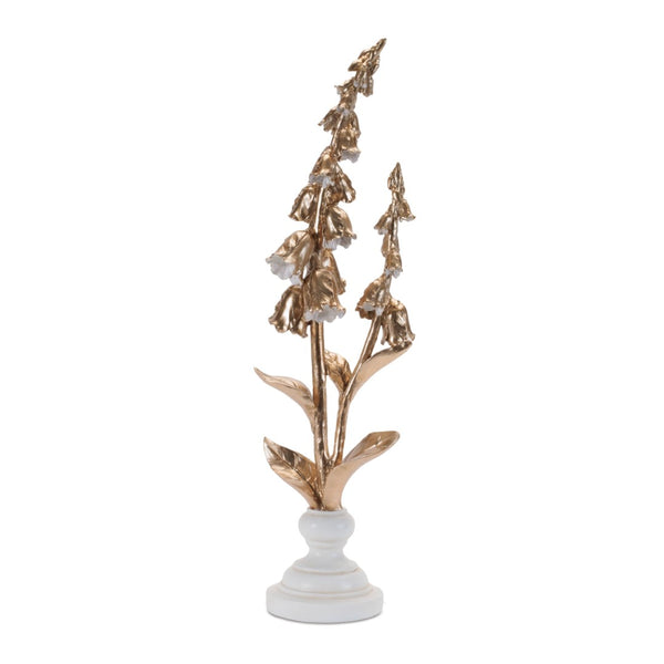 HomeRoots Set of Three Elegant Gold and White Ceramic Sculptures for Modern Home Décor and Gift Giving 634141