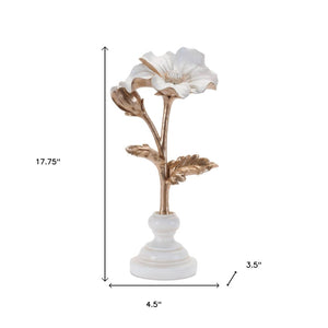 HomeRoots Set of Three Elegant Gold and White Ceramic Sculptures for Modern Home Décor and Gift Giving 634141