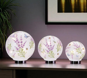 HomeRoots Set of Three Handcrafted Purple & Green Glass Tabletop Sculptures with Ambient LED Lighting 634147
