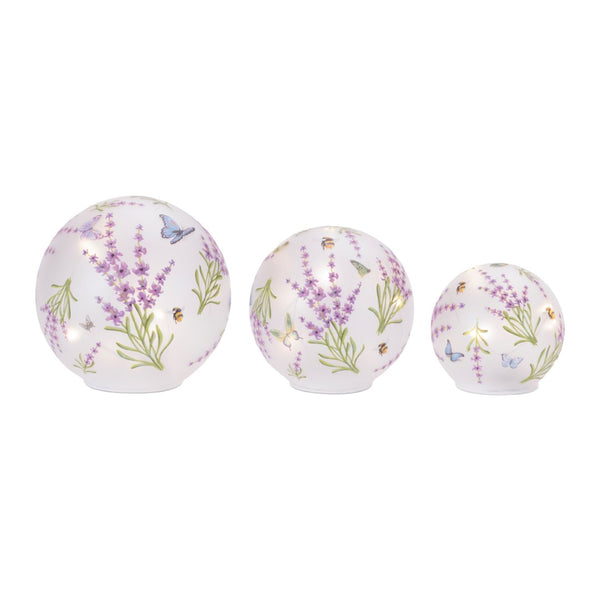HomeRoots Set of Three Handcrafted Purple & Green Glass Tabletop Sculptures with Ambient LED Lighting 634147